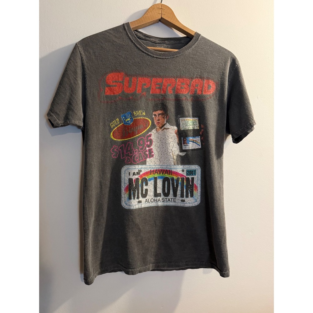 Superbad McLovin T-Shirt Mens Small Philcos Movie Graphic Tee Charcoal Grey